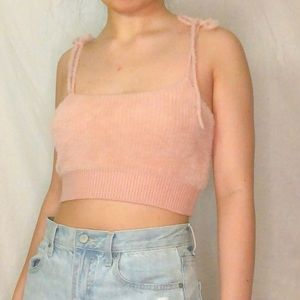 Isabelle’s cabinet Pink fluffy fuzzy crop top